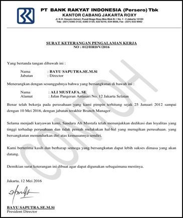 20 Contoh Surat Keterangan Kerja Untuk Berbagai Keperluan