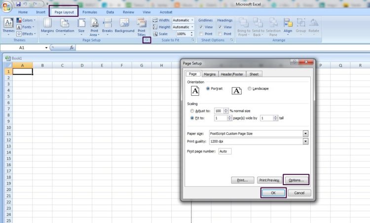 cara membuat ukuran kertas f4 di excel 2010