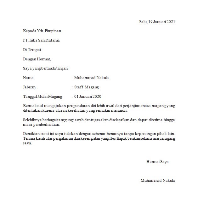 Surat Berhenti Kerja Sambung Form 6 Contoh Surat Berhenti Kerja Simple Nusagates