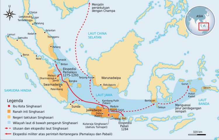gambar lokasi, letak geografis, dan peta Wilayah kerajaan singasari