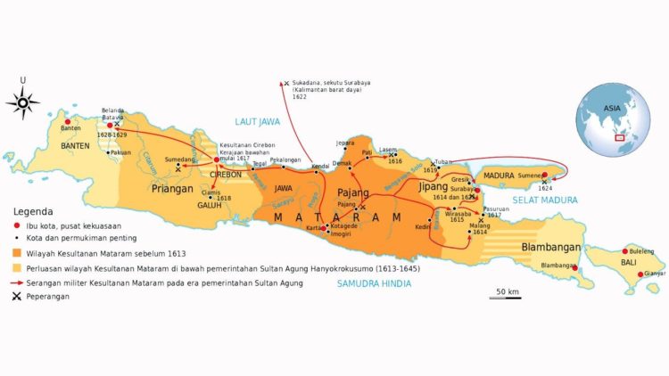 gambar lokasi, letak geografis, dan peta wilayah kerajaan mataram islam