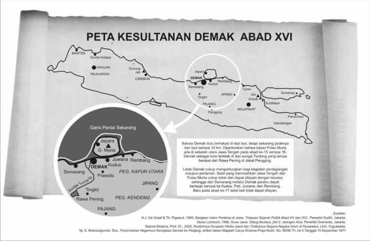 Peta Kerajaan Demak di pulau Jawa