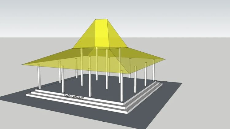 Ilustrasi 3D macam macam Joglo di rumah adat Yogyakarta