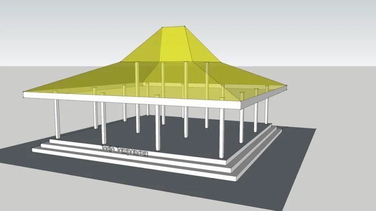 Sketsa 3D macam macam Joglo di rumah adat Yogyakarta