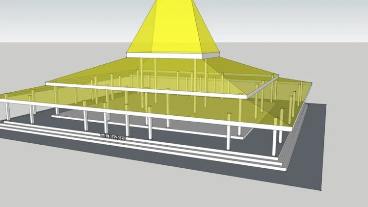 Ilustrasi 3D macam macam Joglo di rumah adat Yogyakarta