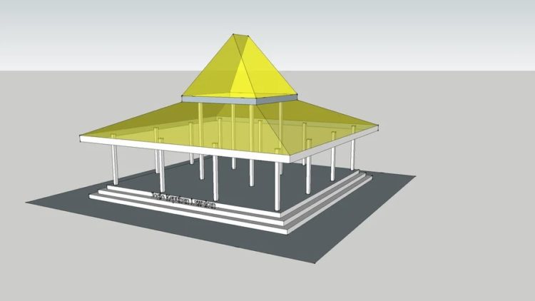 Ilustrasi 3D macam macam Joglo di rumah adat Yogyakarta