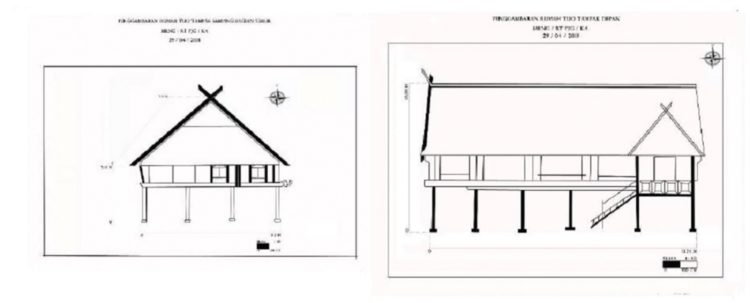 Sketsa rumah adat Jambi