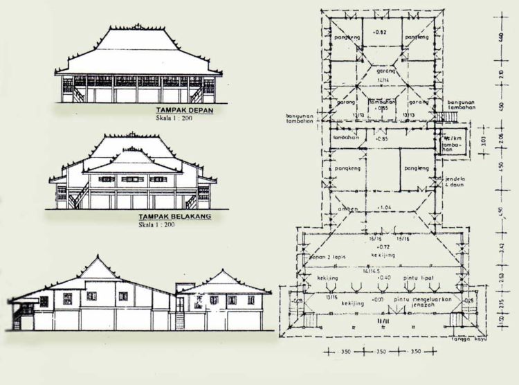 ilustrasi desain rumah adat limas