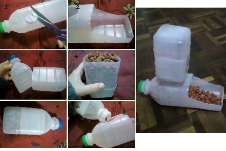 Wadah Makan Kucing contoh Kerajinan dari Botol Bekas