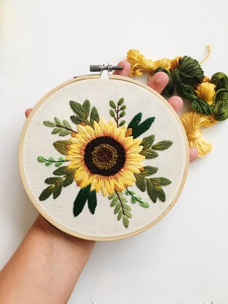 contoh kerajinan tekstil kerajinan sulam motif bunga matahari