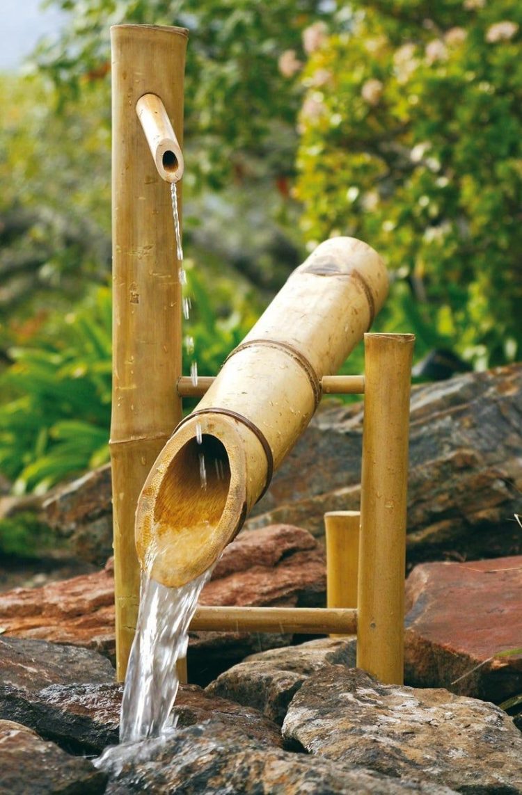 kerajinan dari bambu air mancur kolam
