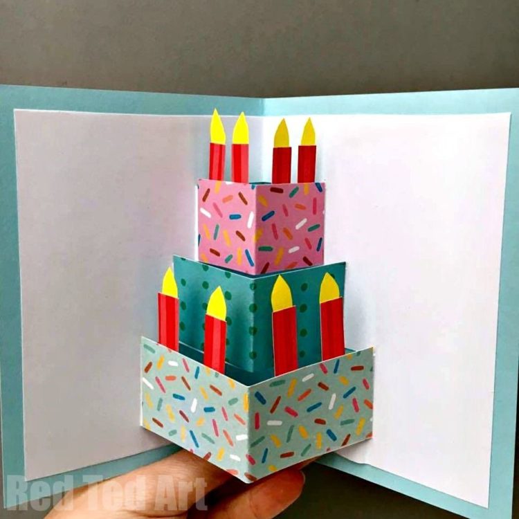 pop up card kerajinan dari kertas warna-warni