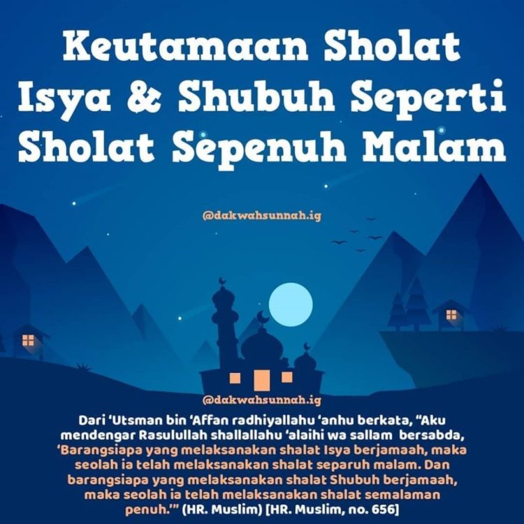 pengertian sholat serta hadis tentang isya' dan subuh