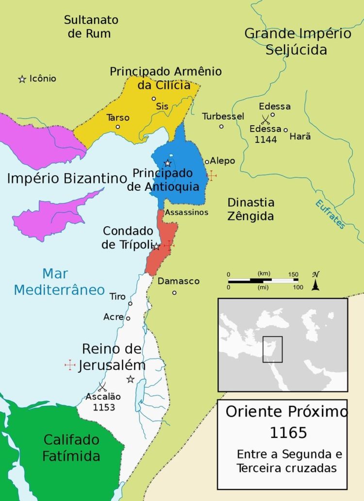 peta letak sejumlah daerah selama perang salib