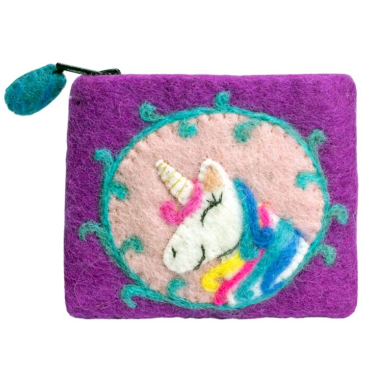 kerajinan dari kain flanel dompet unicorn