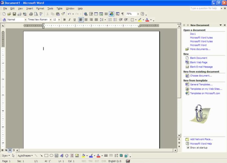 pengertian microsoft word versi windows XP